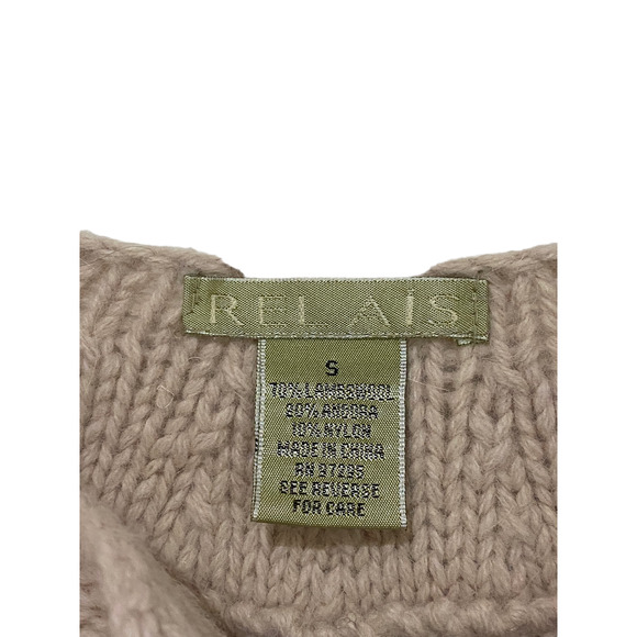 Relais Beige Lambswool Angora Blend Cable Knit Sweater Cottagecore S - Picture 4 of 4